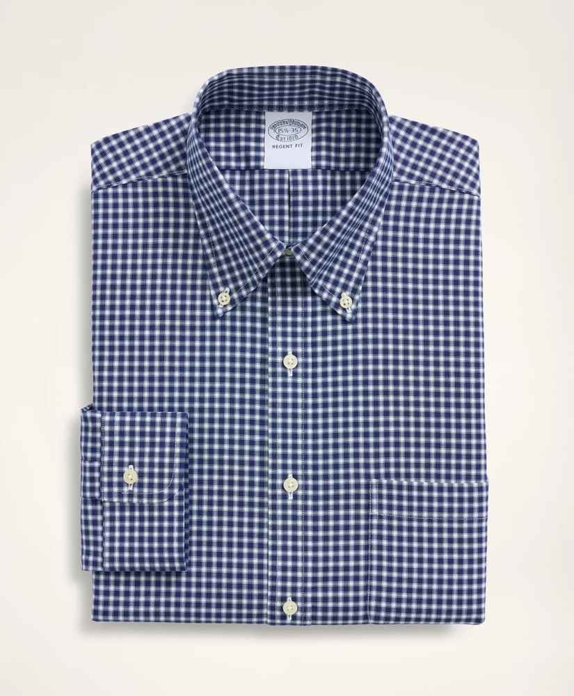 Stretch Regent Regular-Fit Dress Shirt, Non-Iron Pinpoint Oxford Button Down Collar Gingham, image 3