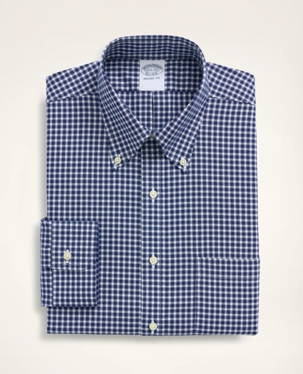 Stretch Regent Regular-Fit Dress Shirt, Non-Iron Pinpoint Oxford Button Down Collar Gingham, image 3