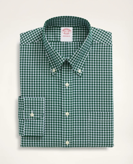 Stretch Madison Relaxed-Fit Dress Shirt, Non-Iron Pinpoint Oxford Button Down Collar Gingham, image 3