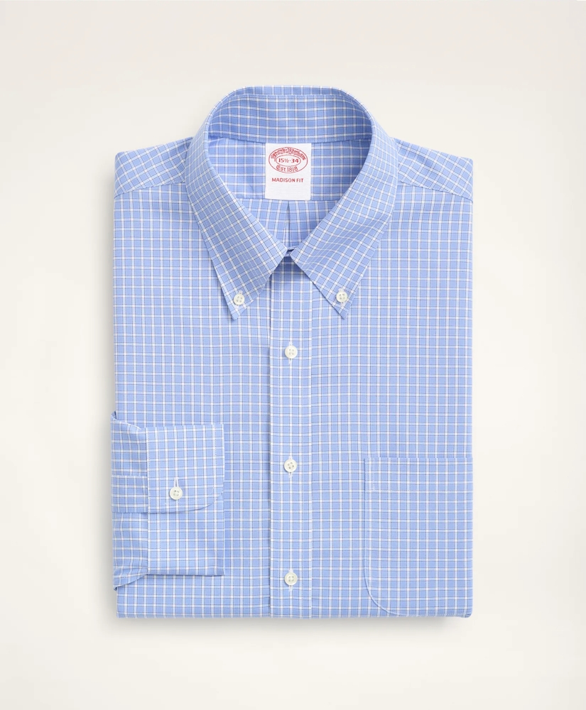 Stretch Madison Relaxed-Fit Dress Shirt, Non-Iron Pinpoint Oxford Button Down Collar Gingham, image 3