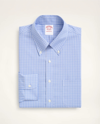 Stretch Madison Relaxed-Fit Dress Shirt, Non-Iron Pinpoint Oxford Button Down Collar Gingham, image 3