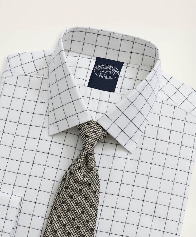 Stretch Big & Tall Dress Shirt, Non-Iron Herringbone Windowpane Ainsley Collar, image 2