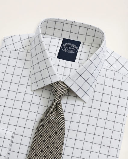 Stretch Big & Tall Dress Shirt, Non-Iron Herringbone Windowpane Ainsley Collar, image 2