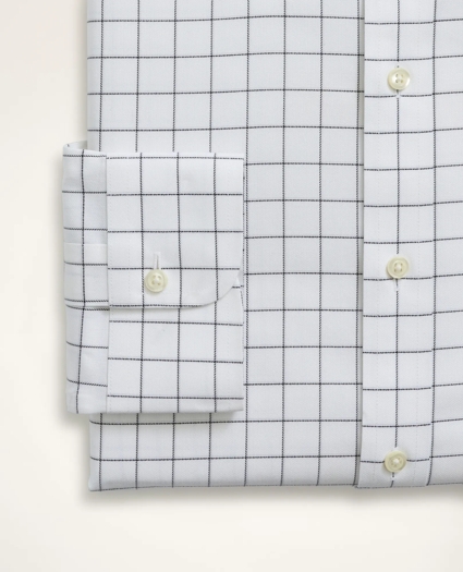 Stretch Big & Tall Dress Shirt, Non-Iron Herringbone Windowpane Ainsley Collar, image 4