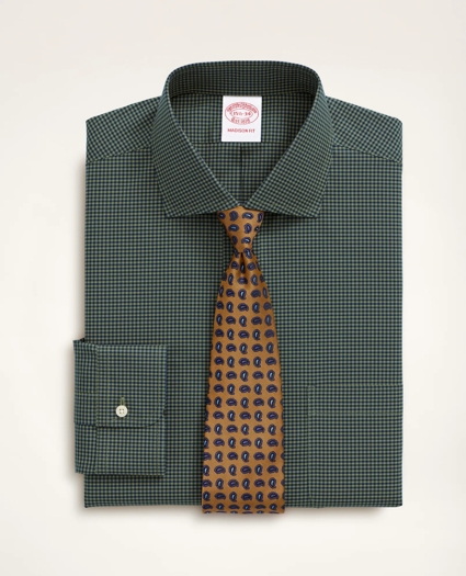 Stretch Madison Relaxed-Fit Dress Shirt, Non-Iron Poplin English Spread Collar Gingham, image 1