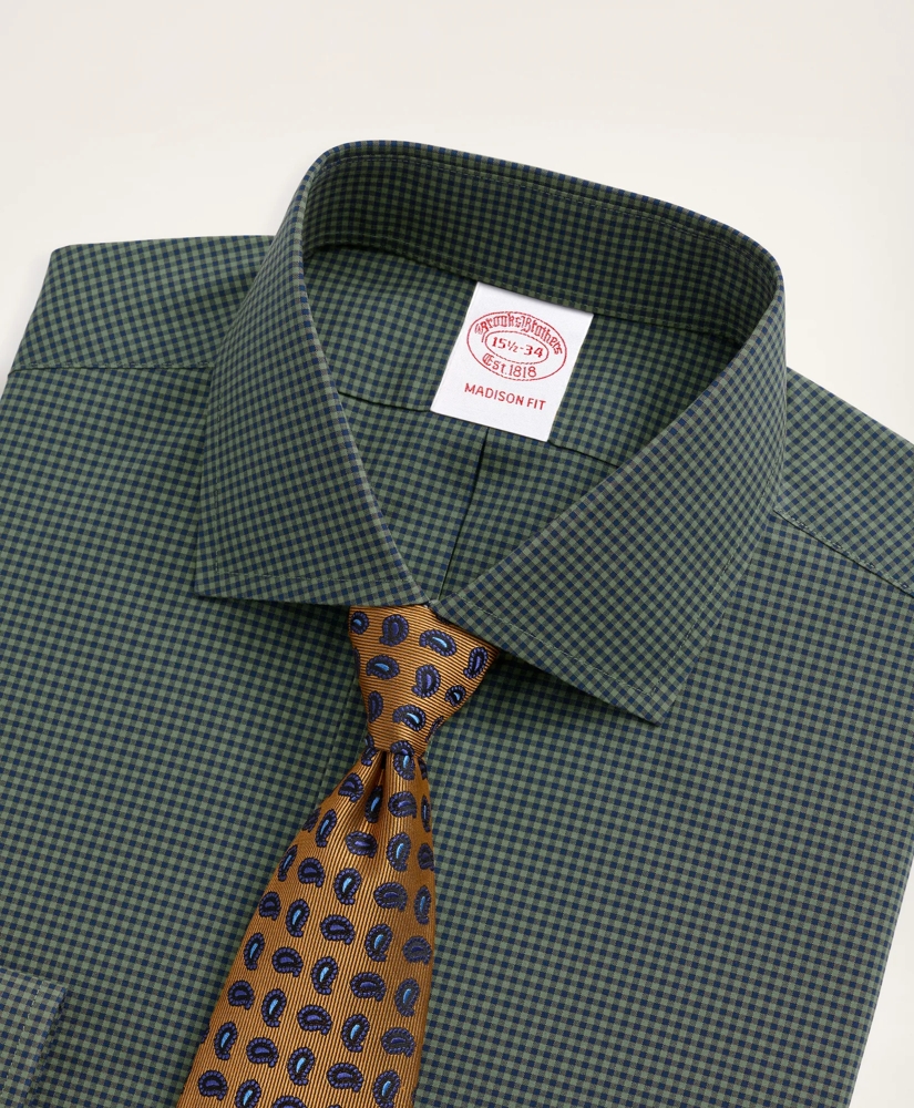 Stretch Madison Relaxed-Fit Dress Shirt, Non-Iron Poplin English Spread Collar Gingham, image 2