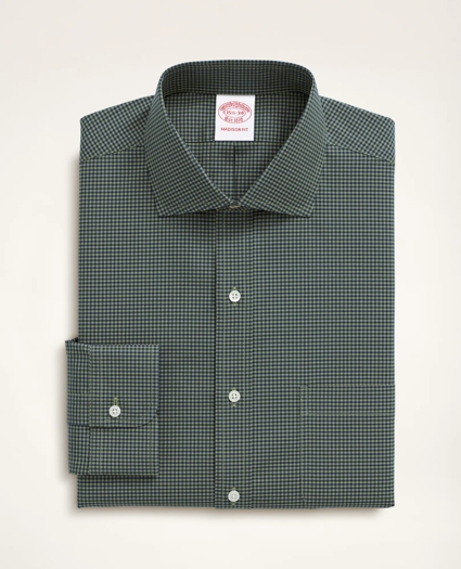 Stretch Madison Relaxed-Fit Dress Shirt, Non-Iron Poplin English Spread Collar Gingham, image 3