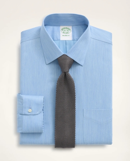 Stretch Milano Slim-Fit Dress Shirt, Non-Iron Herringbone Ainsley Collar, image 1