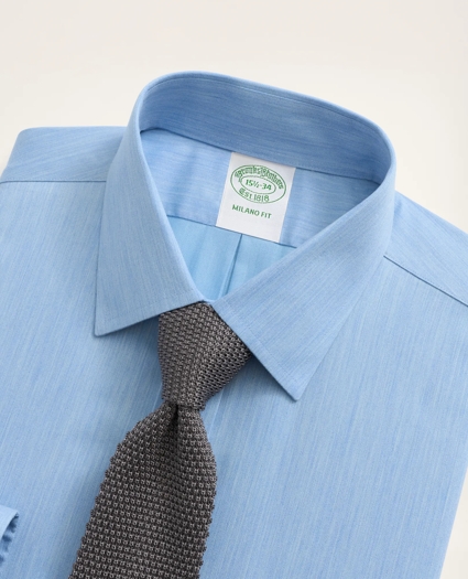 Stretch Milano Slim-Fit Dress Shirt, Non-Iron Herringbone Ainsley Collar, image 2
