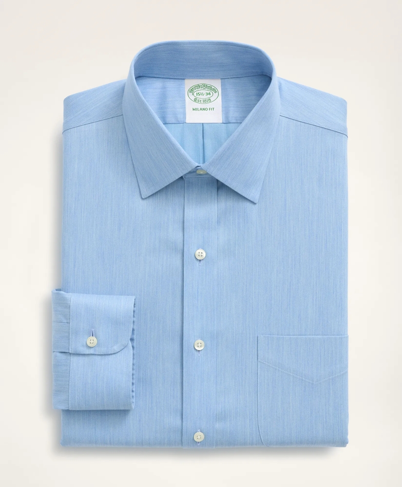 Stretch Milano Slim-Fit Dress Shirt, Non-Iron Herringbone Ainsley Collar, image 3