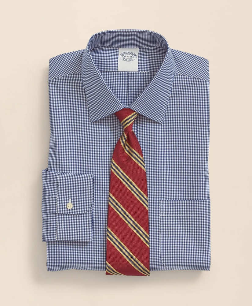 Cotton Non-Iron Pinpoint Oxford Ainsley Collar Gingham Dress Shirt, image 1