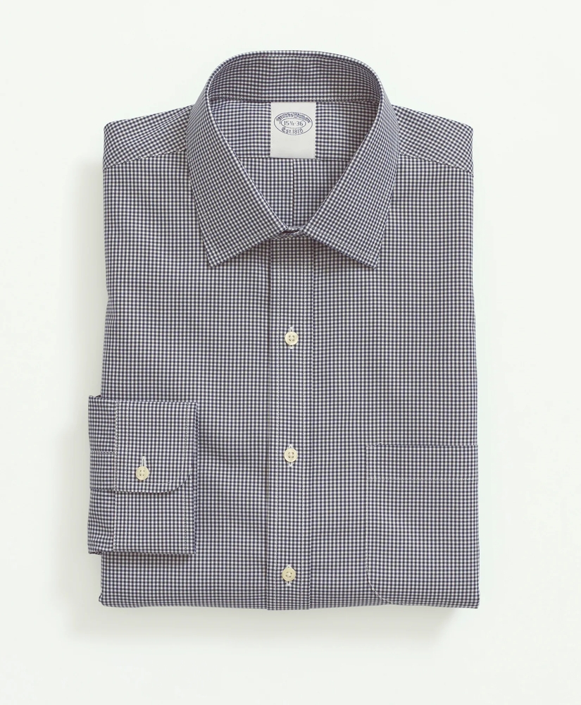 Stretch Supima® Cotton Non-Iron Pinpoint Oxford Ainsley Collar, Gingham Dress Shirt, image 2