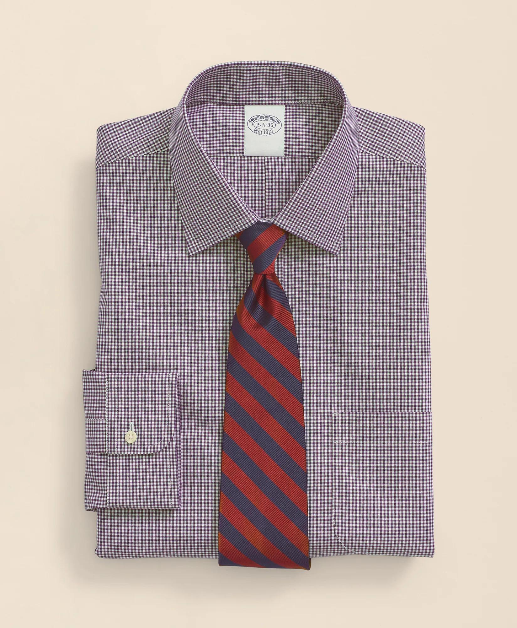 Stretch Supima&reg; Cotton Non-Iron Pinpoint Oxford Ainsley Collar, Gingham Dress Shirt, image 1