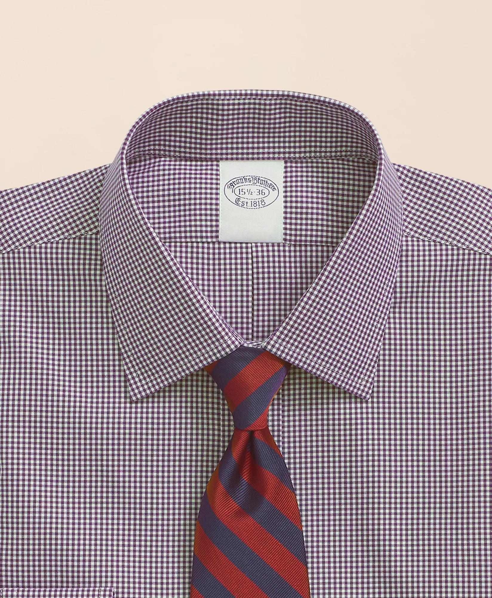 Stretch Supima&reg; Cotton Non-Iron Pinpoint Oxford Ainsley Collar, Gingham Dress Shirt, image 2
