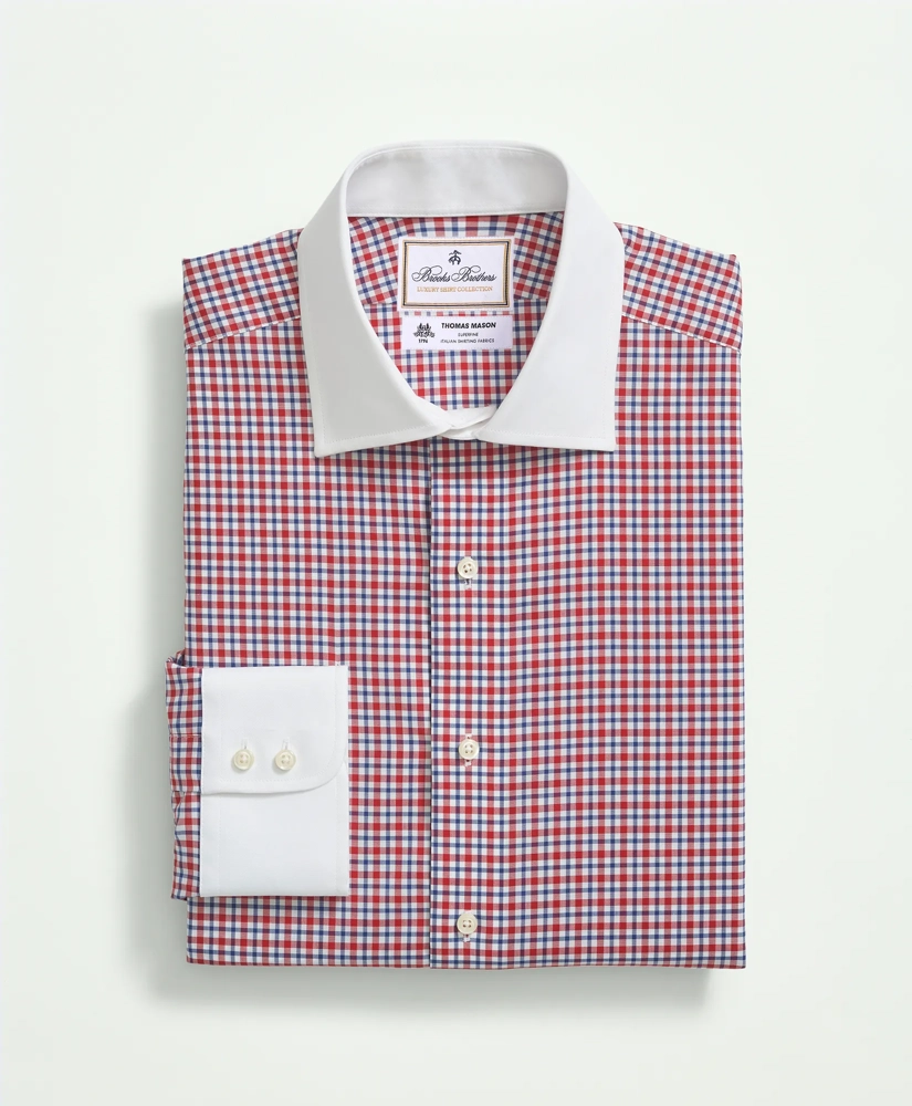 Brooks Brothers X Thomas Mason® Cotton Poplin English Collar, Check Dress Shirt