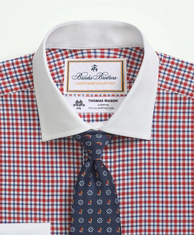 Brooks Brothers X Thomas Mason® Cotton Poplin English Collar, Check Dress Shirt