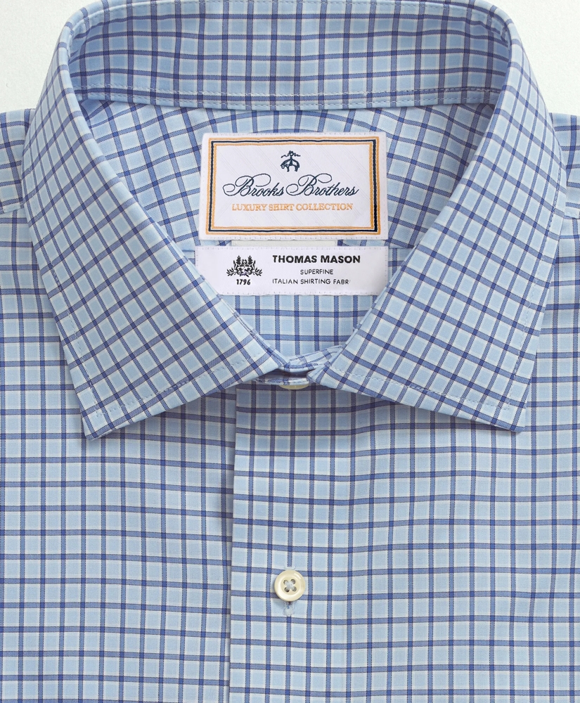Brooks Brothers X Thomas Mason® Cotton Poplin English Collar, Check Dress Shirt, image 3