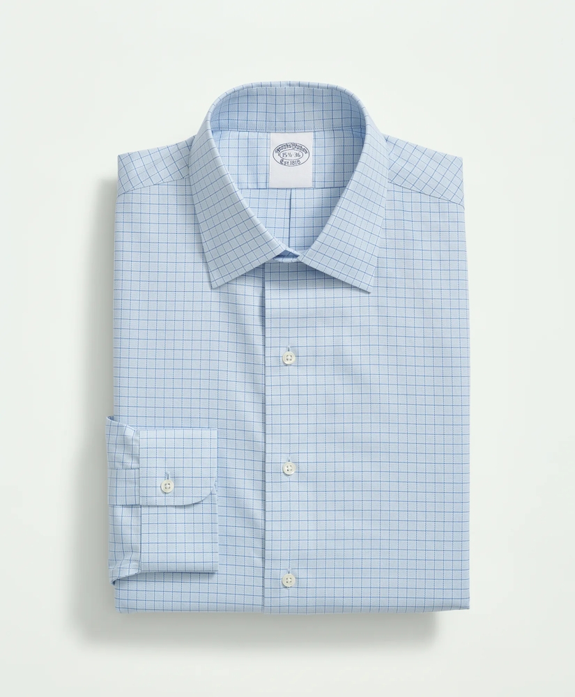 Stretch Supima® Cotton Non-Iron Royal Oxford Ainsley Collar, Windowpane Dress Shirt, image 3