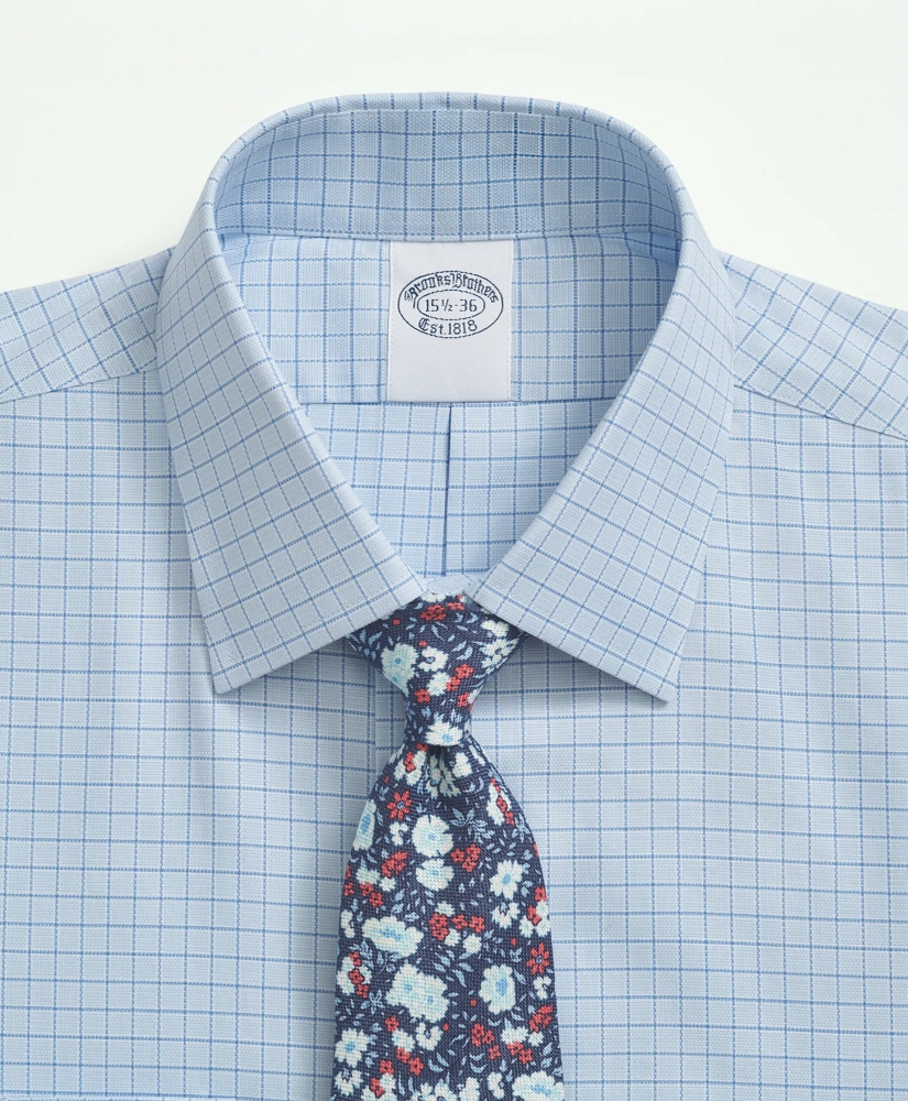 Stretch Supima® Cotton Non-Iron Royal Oxford Ainsley Collar, Windowpane Dress Shirt, image 4