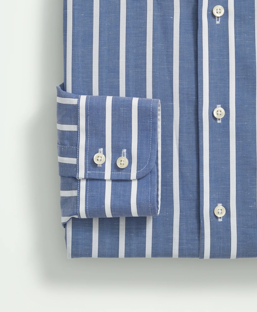 Brooks Brothers X Thomas Mason® Cotton-Linen English Spread Collar, Stripe Dress Shirt, image 3