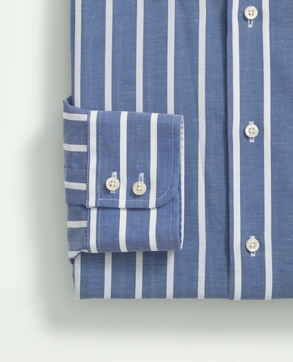 Brooks Brothers X Thomas Mason® Cotton-Linen English Spread Collar, Stripe Dress Shirt, image 3