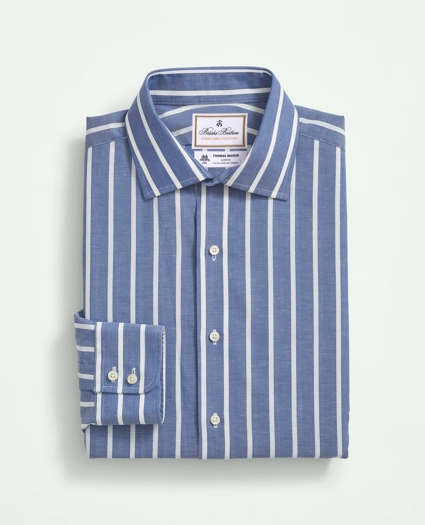 Brooks Brothers X Thomas Mason® Cotton-Linen English Spread Collar, Stripe Dress Shirt, image 4