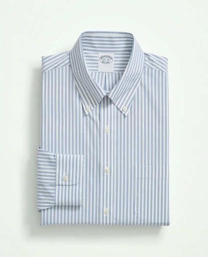 Stretch Supima® Cotton Non-Iron Poplin Button Down Collar, Ground Stripe Dress Shirt, image 3