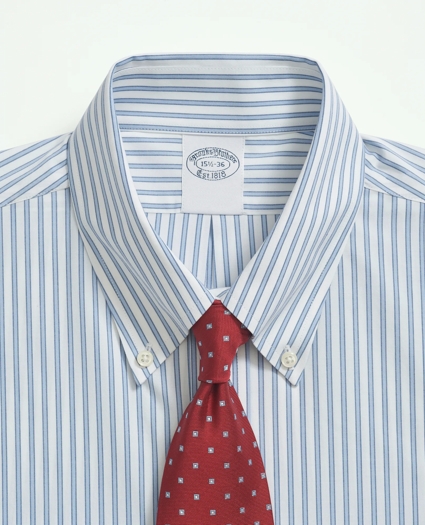 Stretch Supima® Cotton Non-Iron Poplin Button Down Collar, Ground Stripe Dress Shirt, image 4