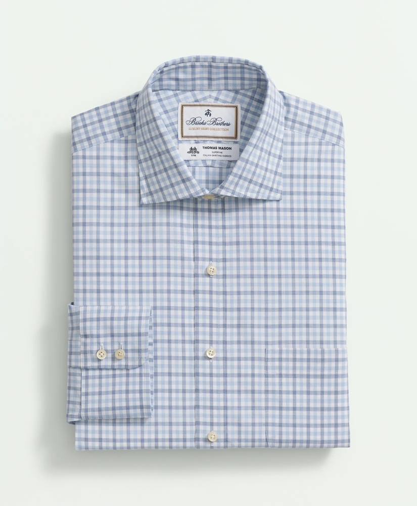 Brooks Brothers X Thomas Mason® Cotton Poplin English Collar, Checked Dress Shirt, image 3