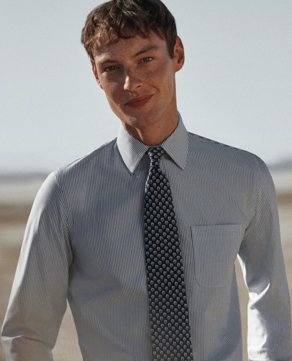 Japanese Knit Striped Dress Shirt, image 2