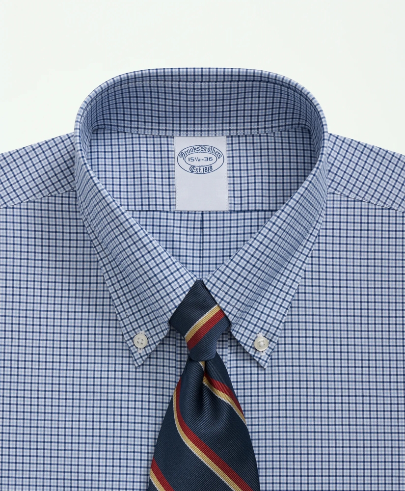 Stretch Supima® Cotton Non-Iron Poplin Polo Button-Down Collar, Checked Dress Shirt, image 2