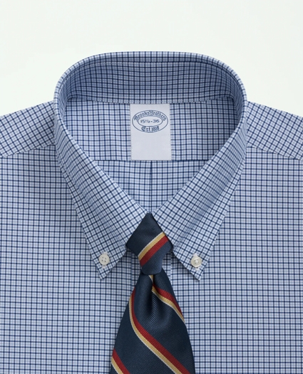 Stretch Supima® Cotton Non-Iron Poplin Polo Button-Down Collar, Checked Dress Shirt, image 2
