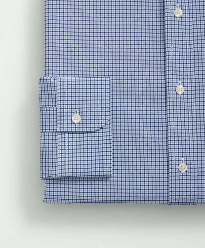 Stretch Supima® Cotton Non-Iron Poplin Polo Button-Down Collar, Checked Dress Shirt, image 3
