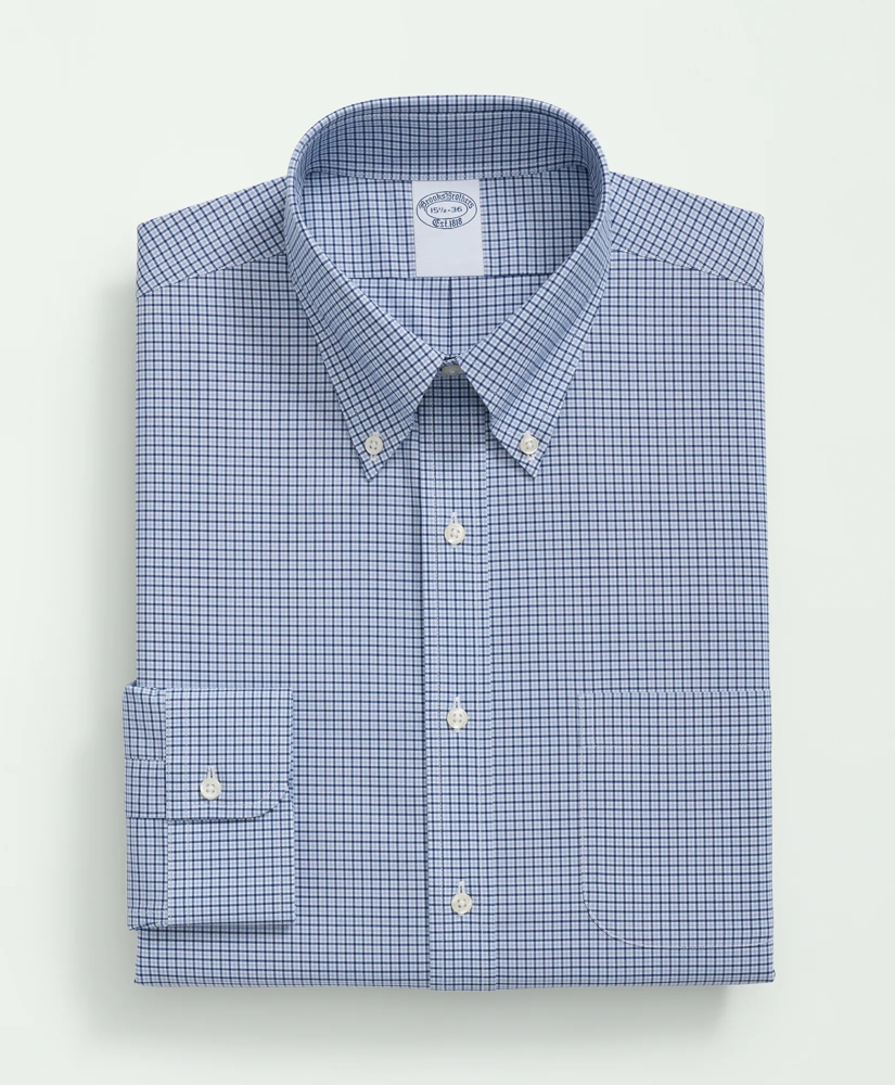 Stretch Supima® Cotton Non-Iron Poplin Polo Button-Down Collar, Checked Dress Shirt, image 4