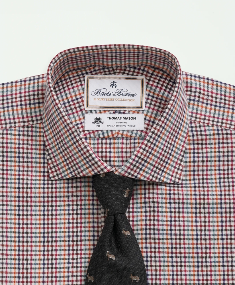 Brooks Brothers X Thomas Mason® Cotton Twill Londoner Collar, Checked Dress Shirt, image 3