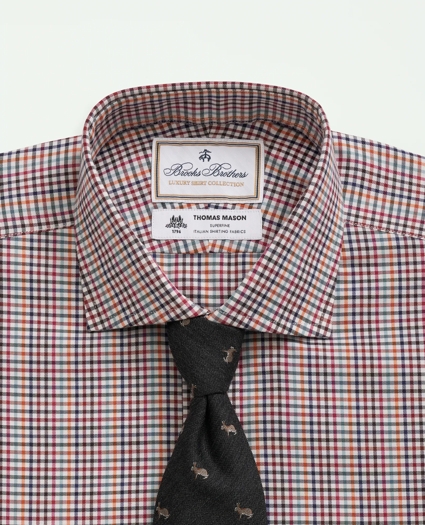 Brooks Brothers X Thomas Mason® Cotton Twill Londoner Collar, Checked Dress Shirt, image 3