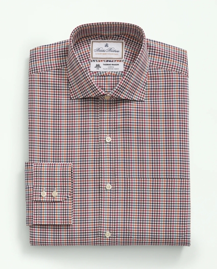 Brooks Brothers X Thomas Mason® Cotton Twill Londoner Collar, Checked Dress Shirt, image 4