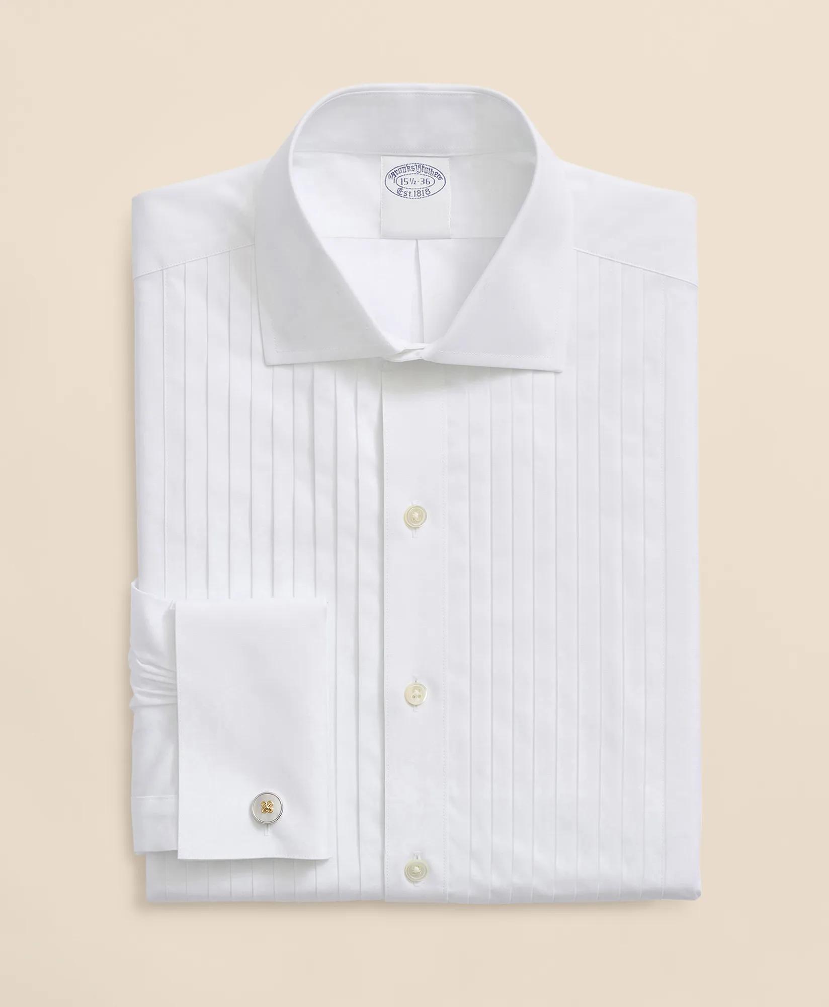 Stretch Cotton Broadcloth English Collar, 10-Pleat Tuxedo Shirt, image 1