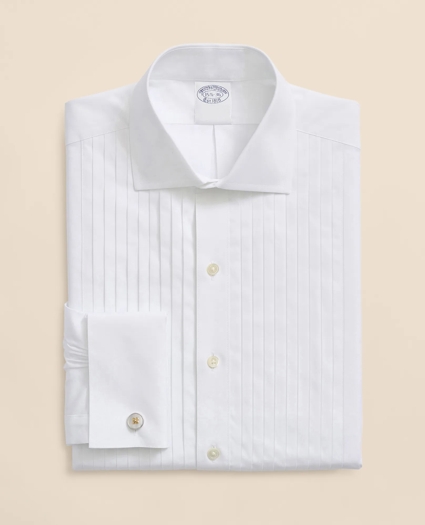 Stretch Cotton Broadcloth English Collar, 10-Pleat Tuxedo Shirt, image 1