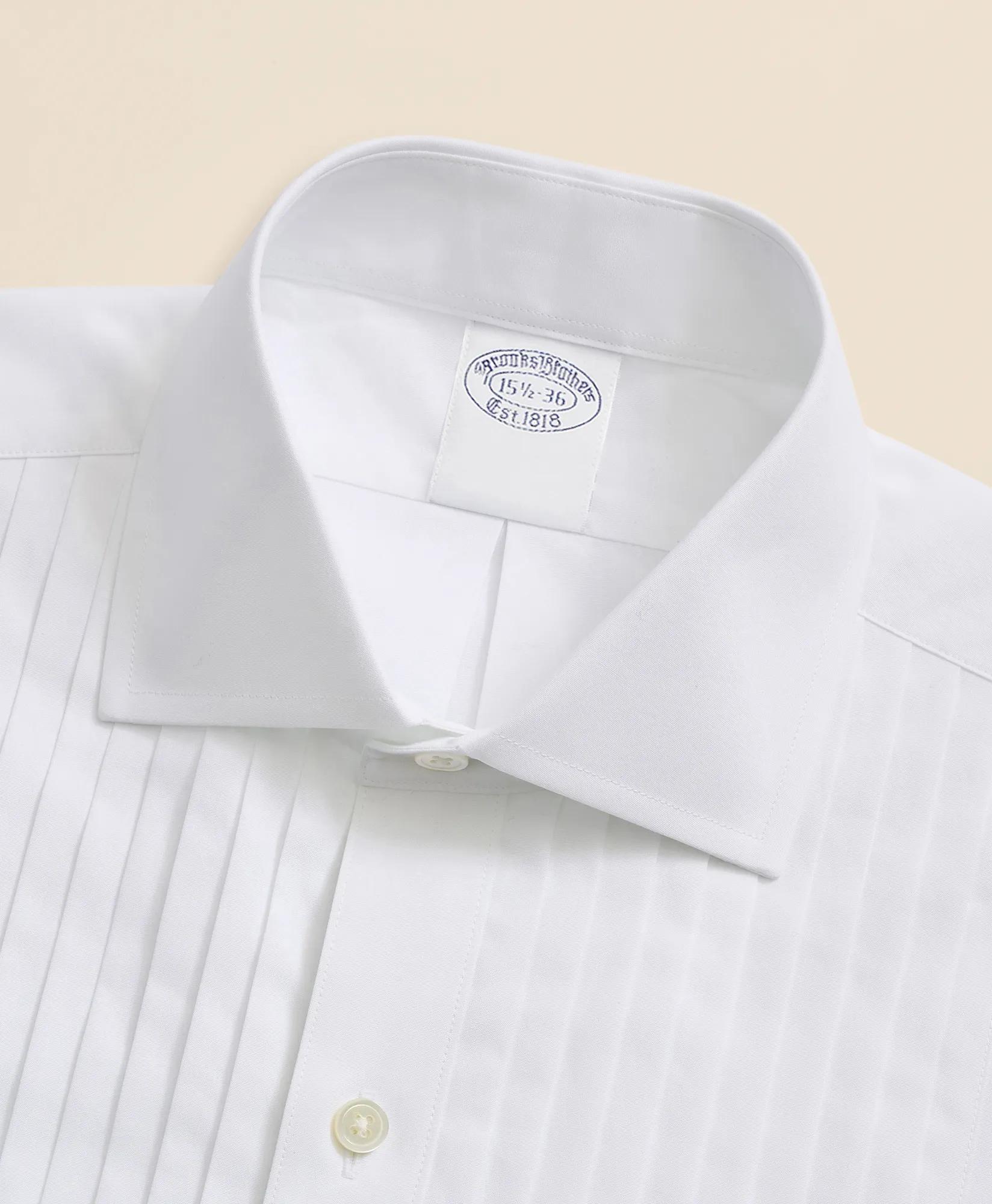 Stretch Cotton Broadcloth English Collar, 10-Pleat Tuxedo Shirt, image 2