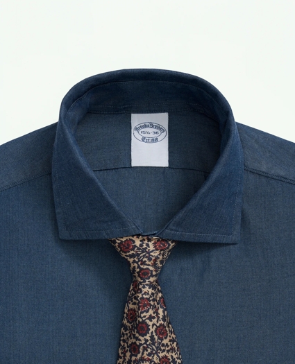 Chambray Cotton Poplin English Collar Dress Shirt, image 3