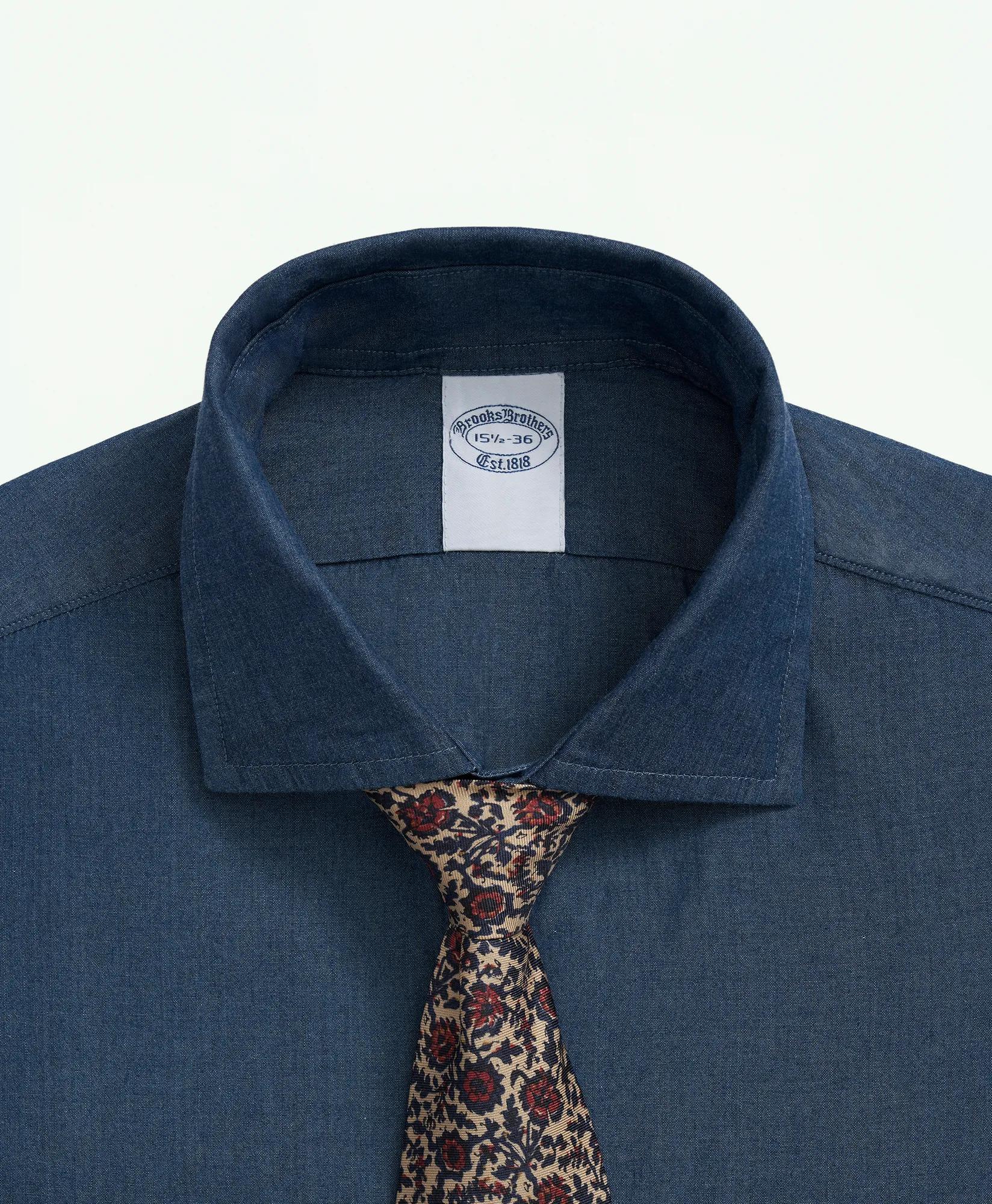 Chambray Cotton Poplin English Collar Dress Shirt