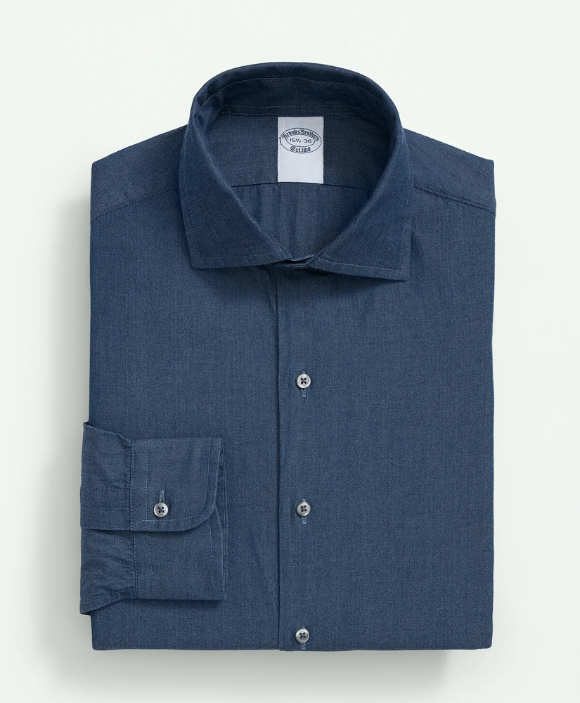 Chambray Cotton Poplin English Collar Dress Shirt, image 4