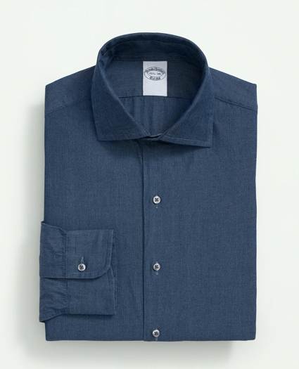 Chambray Cotton Poplin English Collar Dress Shirt, image 4