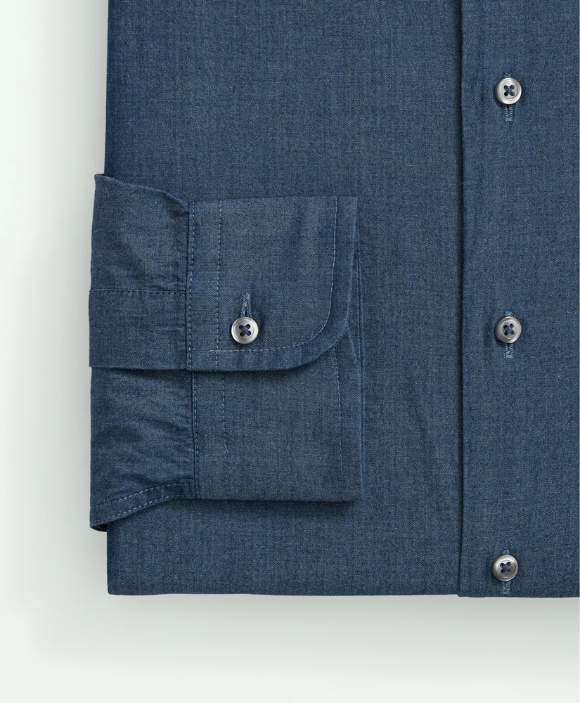 Chambray Cotton Poplin English Collar Dress Shirt, image 5