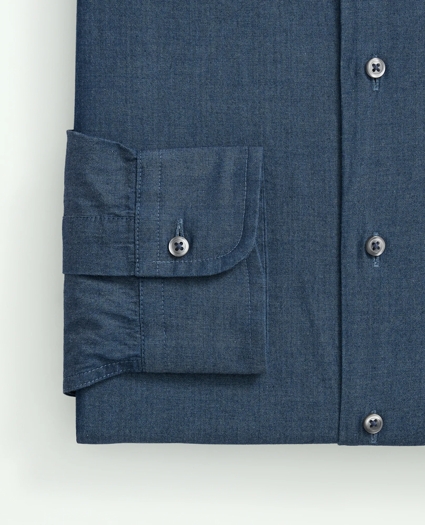 Chambray Cotton Poplin English Collar Dress Shirt, image 5