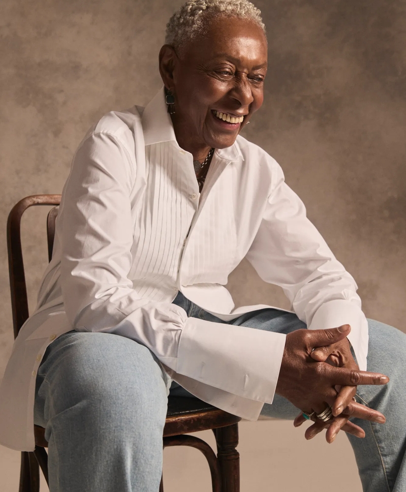 Stretch Supima&reg; Cotton Broadcloth Wing Collar, Tuxedo Shirt, image 2