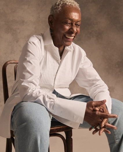 Stretch Supima&reg; Cotton Broadcloth Wing Collar, Tuxedo Shirt, image 2