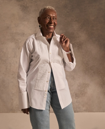 Stretch Supima&reg; Cotton Broadcloth Wing Collar, Tuxedo Shirt, image 3