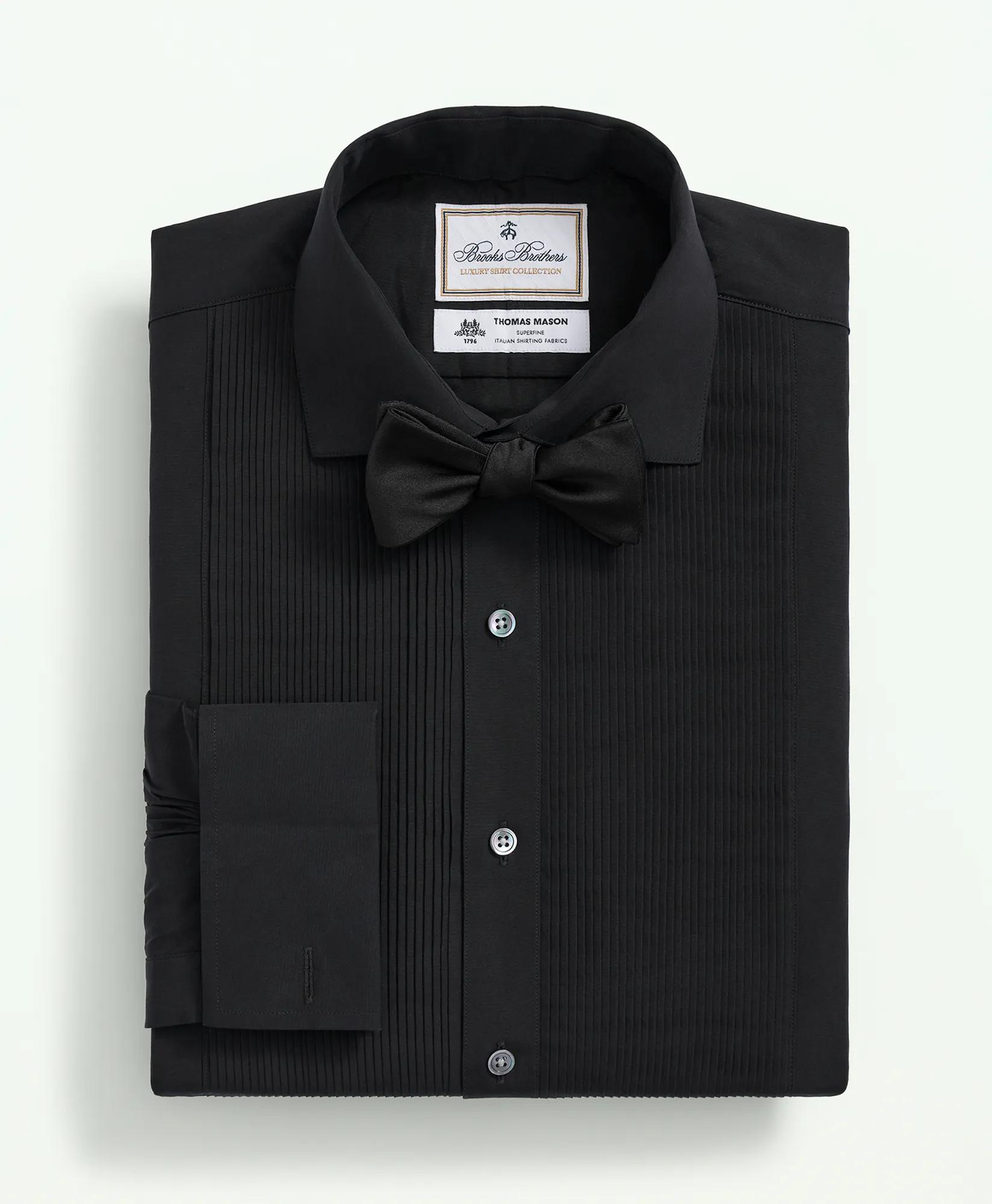 X Thomas Mason Cotton English Collar, Swiss Pleat Front Tuxedo Shirt
